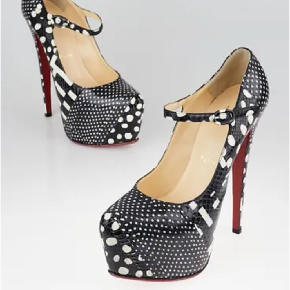 Christian Louboutin Black and White Polka Dot Women's Shoes
